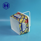 Caixa plástica de empacotamento vazia do quadrado do biscoito 3L do petisco com punho da tampa