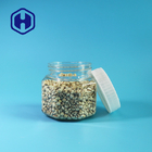 Frascos plásticos vazios sextavados pequenos do alimento 190ml com embalagem dos feijões do arroz dos amendoins dos doces das tampas