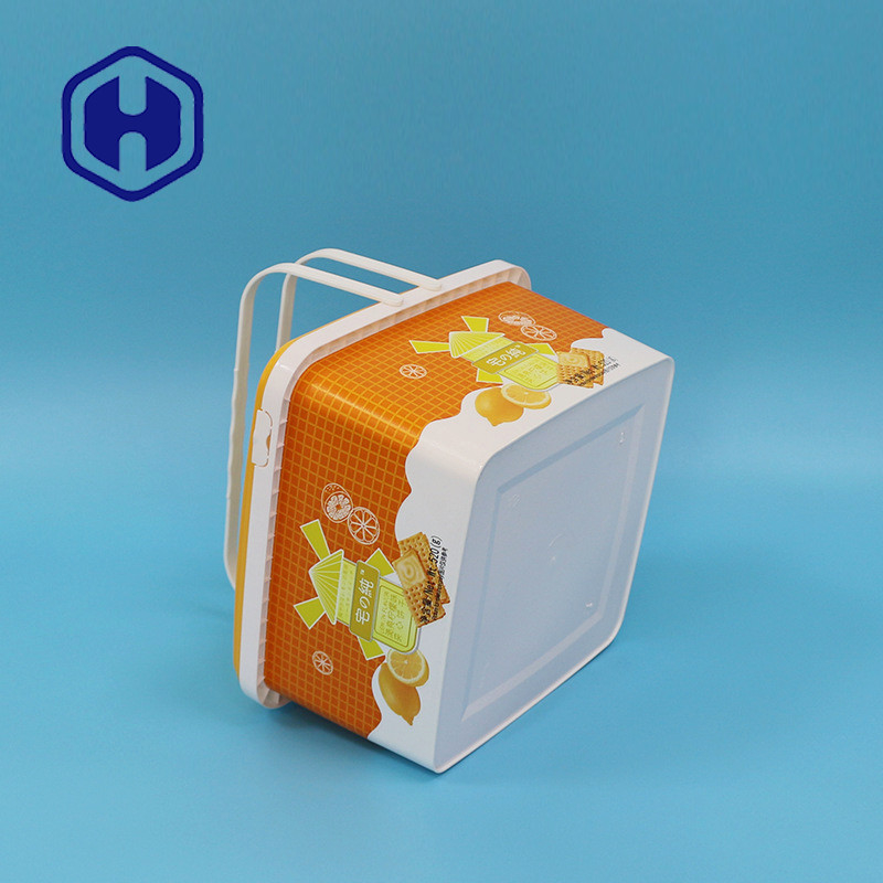 Luxury Decorative IML Container Plastic Natal Queijo Biscoito Embalagem Caixa de bolachas
