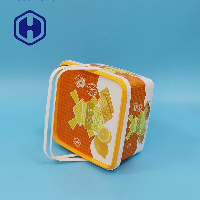 Luxury Decorative IML Container Plastic Natal Queijo Biscoito Embalagem Caixa de bolachas