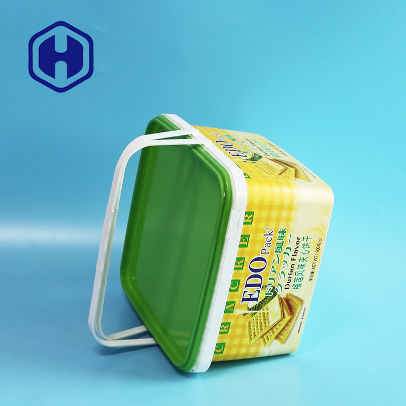 Luxury Decorative IML Container Plastic Natal Queijo Biscoito Embalagem Caixa de bolachas
