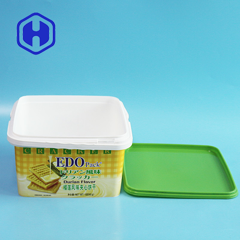 Luxury Decorative IML Container Plastic Natal Queijo Biscoito Embalagem Caixa de bolachas