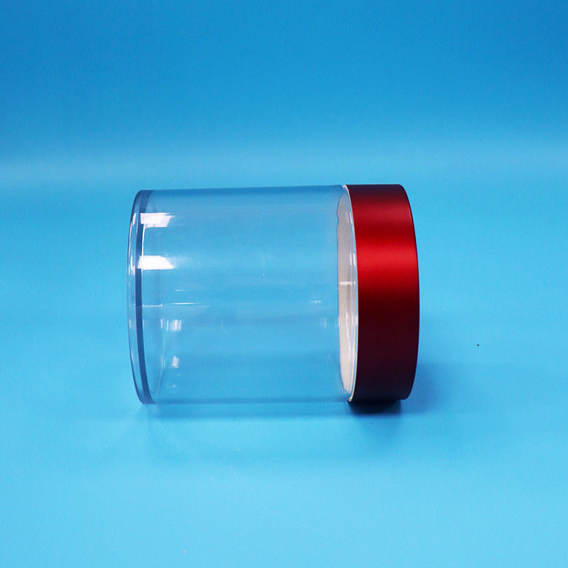 Grade de alimentos doces biscoito de figos cortados transparente PET plástico frasco redondo parafuso tampa vermelha