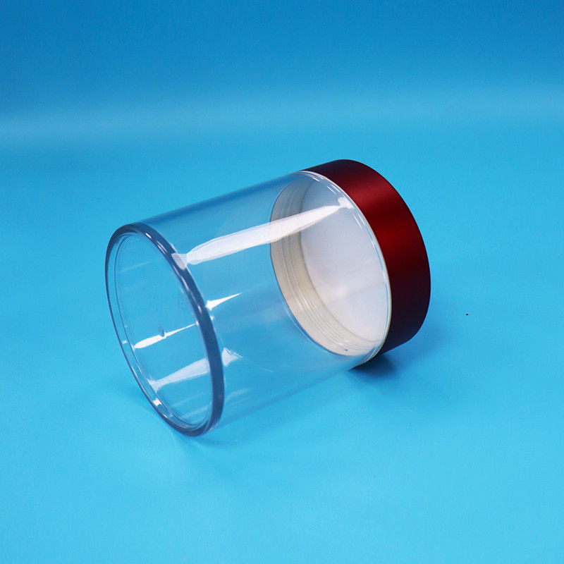 Grade de alimentos doces biscoito de figos cortados transparente PET plástico frasco redondo parafuso tampa vermelha