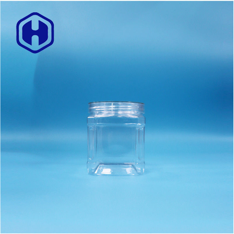PET quadrado transparente plástico alimentos nozes açúcar doces pastilha de mascar biscoitos de aveia jar Twist
