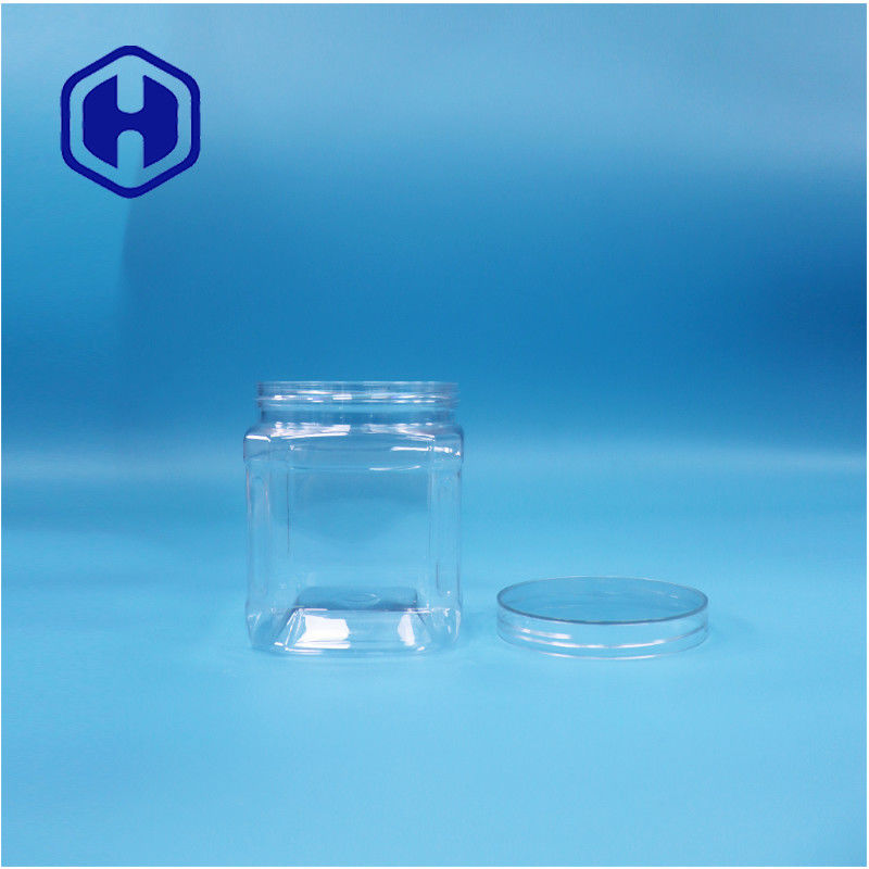 PET quadrado transparente plástico alimentos nozes açúcar doces pastilha de mascar biscoitos de aveia jar Twist