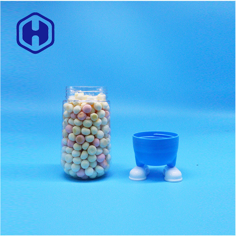 Caramelo de forma única de plástico de qualidade alimentar Biscoitos de açúcar presente frasco claro tampa de parafuso elegante