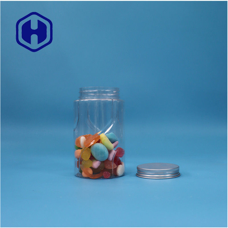 Formas redondas de PET claras Nozes de hortelã doces de hortelã açúcar frasco de alimento para bebês tampa superior de alumínio