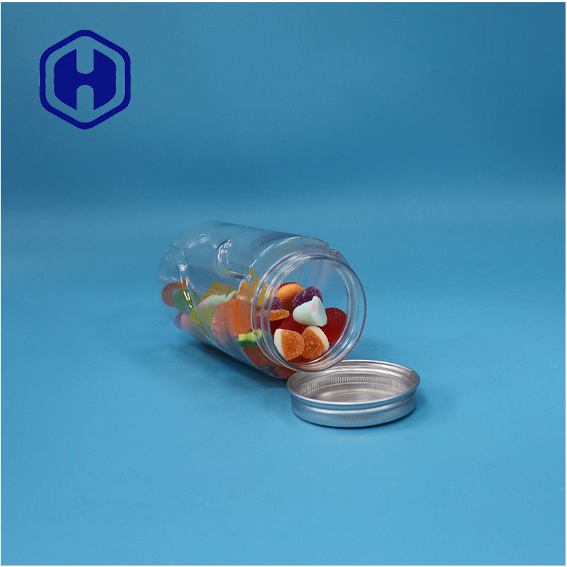 Formas redondas de PET claras Nozes de hortelã doces de hortelã açúcar frasco de alimento para bebês tampa superior de alumínio