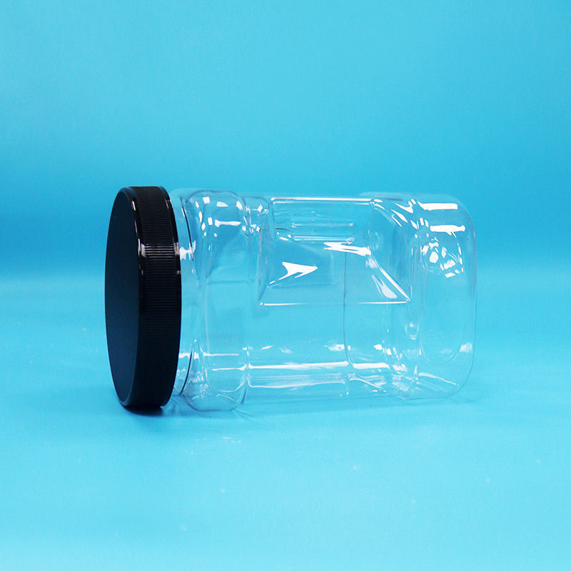 Frutas secas claras e nozes PET quadrado garrafas de plástico com tampa plana preta