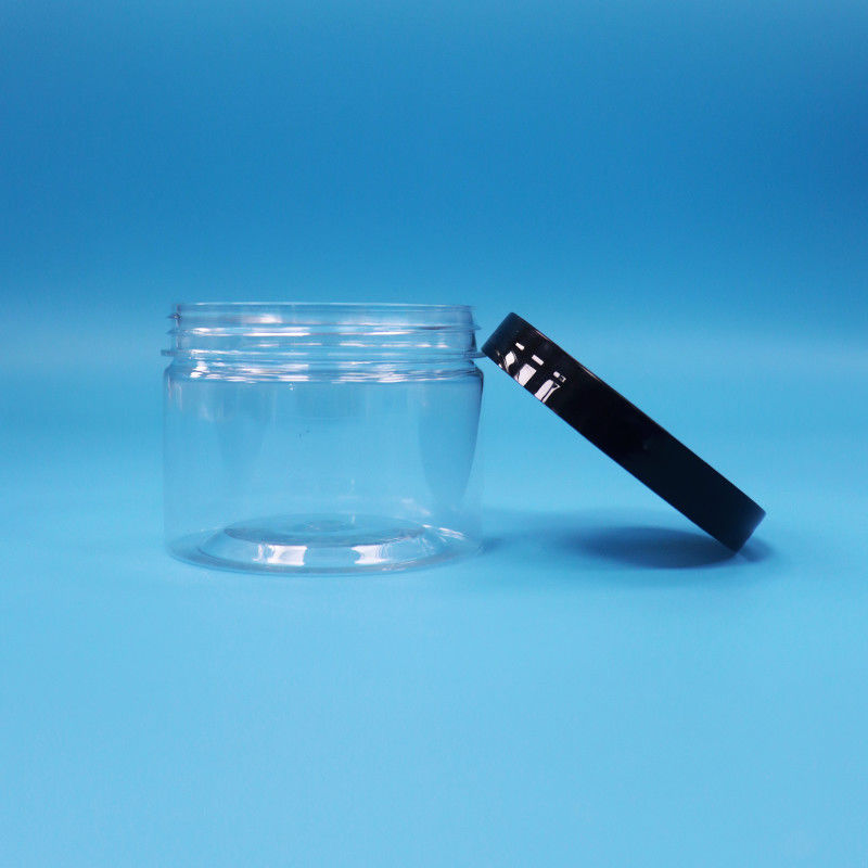 Jarrão de plástico PET transparente de forma redonda de boca para sementes de chá preto brinquedo presente doces Cooike