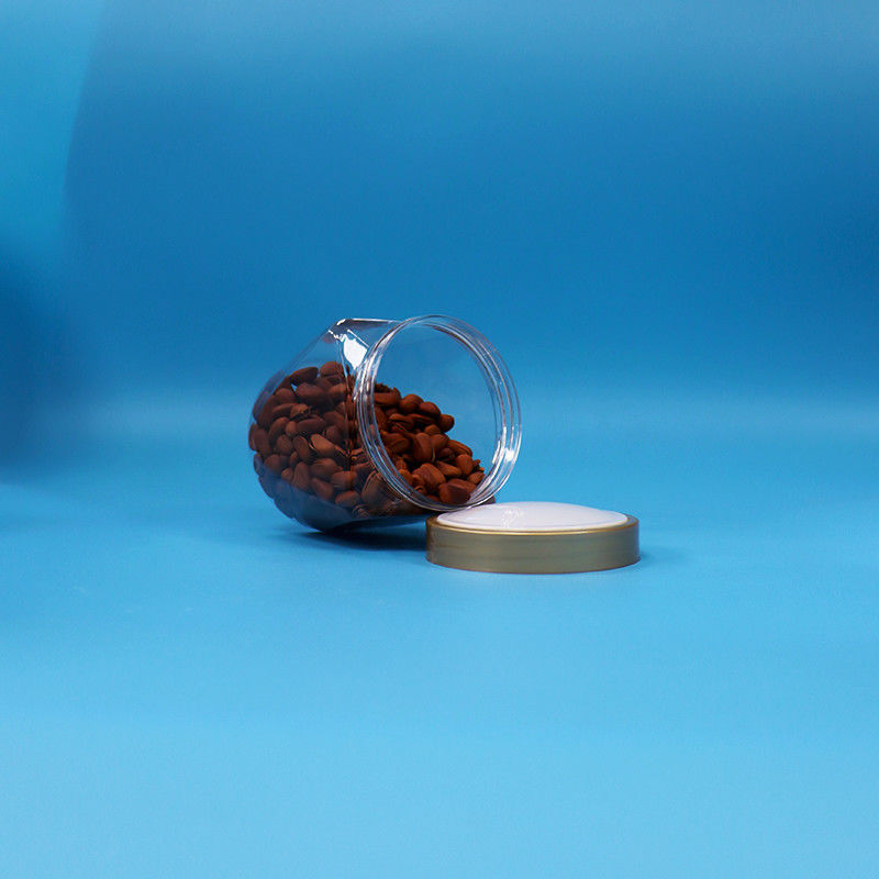 Pet plástico de qualidade alimentar boca larga transparente frasco de biscoito doces com parafuso tampa plana