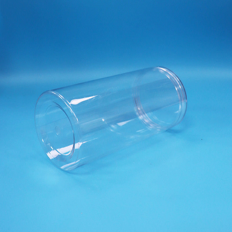 PET transparente cilindro redondo de qualidade alimentícia plástico doces biscoitos frascos de alimentos parafusos transparentes tampas