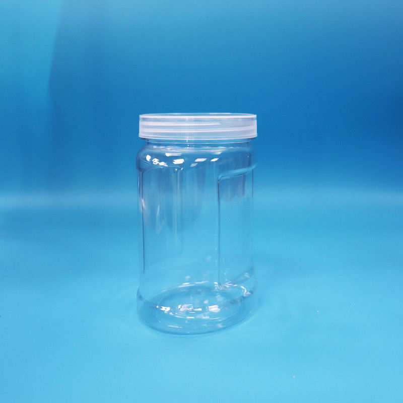 Resistente a adulteração White Cap PET Plastic Clear Jar For Food Nuts Candy Noodles Food Grade