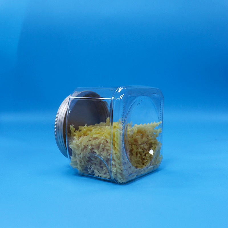 Doces Alimentos Snack Grade Alimentar PET Forma Quadrada Luminosa Plástico Grip Jar