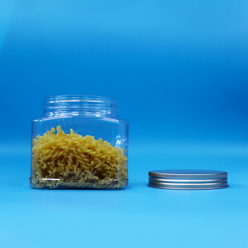 Doces Alimentos Snack Grade Alimentar PET Forma Quadrada Luminosa Plástico Grip Jar