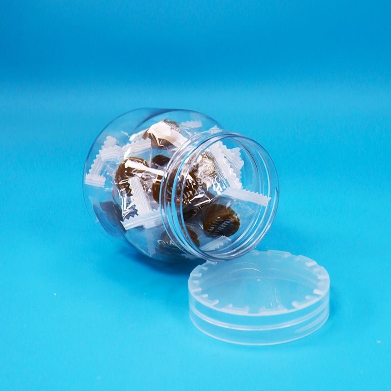 Grade de alimentos pequenos biscoitos de doces vazios PET transparente frascos de plástico à prova de adulteração tampa de parafuso