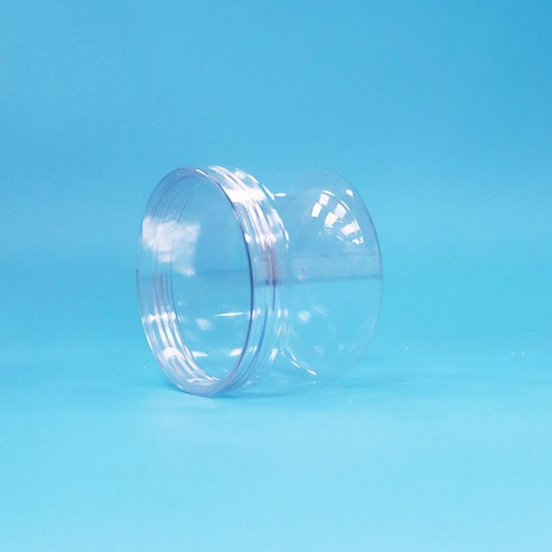 Frasco de PET cilíndrico transparente de fácil abertura com tampa de rosca para frutas secas, doces e biscoitos