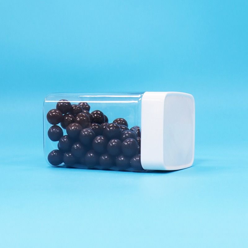 Pote Quadrado Sem BPA, Sem Ar, Branco, Tampa de Rosca, Plástico PET Transparente para Armazenamento de Lanches e Doces
