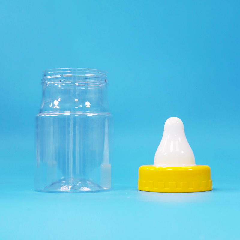 Frasco selado de plástico PET transparente com tampa de rosca sem Bpa para alimentos, doces, biscoitos e nozes
