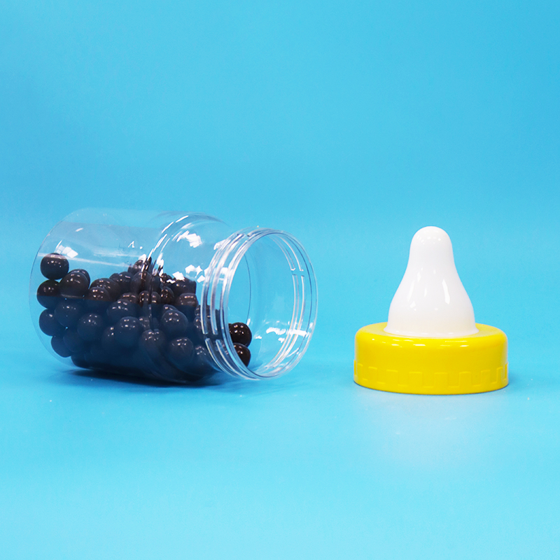Frasco selado de plástico PET transparente com tampa de rosca sem Bpa para alimentos, doces, biscoitos e nozes