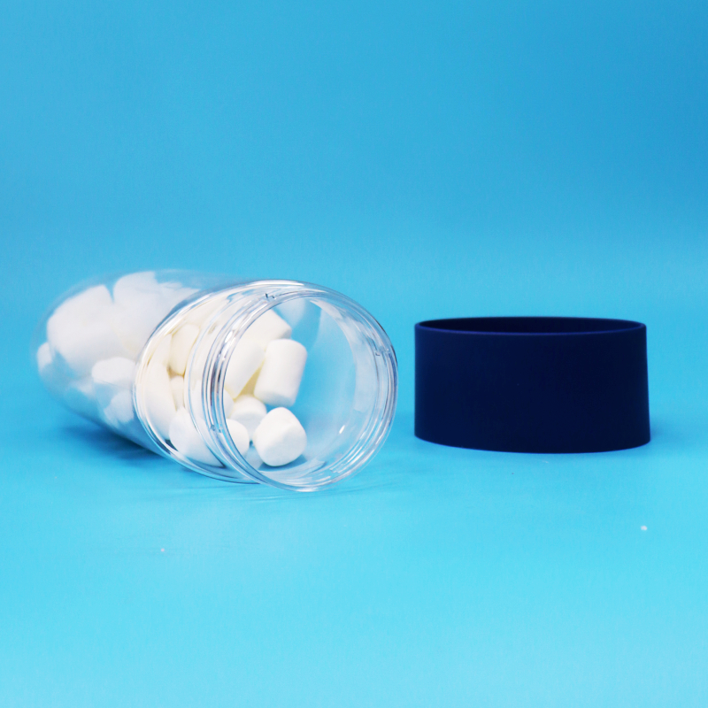 Pote de plástico transparente em forma ovalada para alimentos PET para biscoitos, nozes e doces, com tampa inviolável