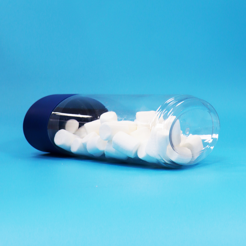 Pote de plástico transparente em forma ovalada para alimentos PET para biscoitos, nozes e doces, com tampa inviolável