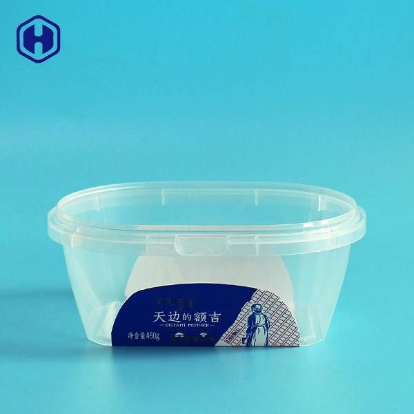 Recipientes de alimento plásticos do quadrado do produto comestível com impressão personalizada tampa