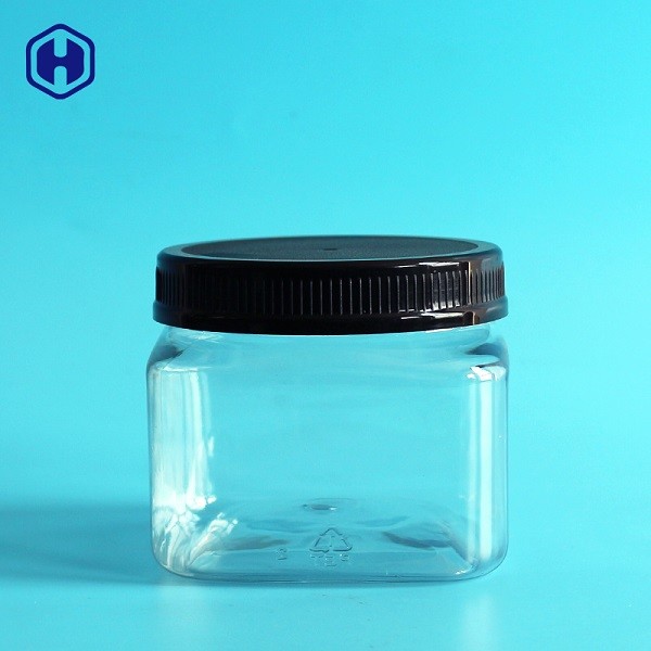 O aperto plástico do ANIMAL DE ESTIMAÇÃO claro range frascos plásticos quadrados enlatados com tampas 420ML 14OZ