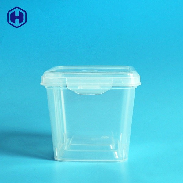Recipiente plástico quadrado 530ML de empacotamento de alimento do fechamento fácil reusável