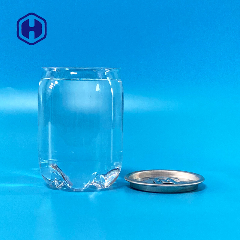 Lata de soda 230ml plástica clara vazia hermética clara com tampas