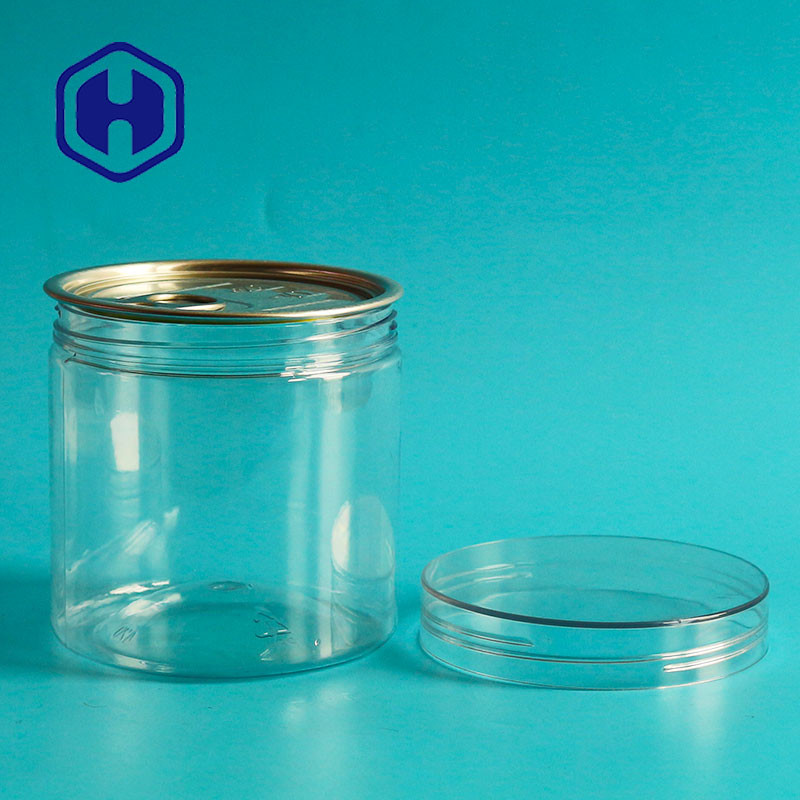 Animal de estimação largo da boca dos amendoins plásticos herméticos transparentes das latas em volta do tampão de Ring Pull Eoe With Screw