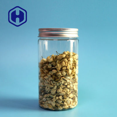 Em volta do frasco plástico transparente dos petiscos de em linha reta 70mm com tampa de alumínio 490ml