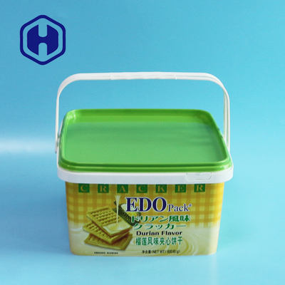 Luxury Decorative IML Container Plastic Natal Queijo Biscoito Embalagem Caixa de bolachas