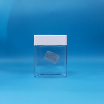 Transparência PET doces snack plástico de qualidade alimentar frascos quadrados parafusos tampa superior