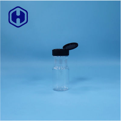 Especiarias de plástico transparente Sal pimenta preta pó albahaca PET Jar Flip Top Cap