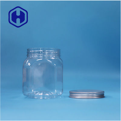 Polígono em forma de biscoitos de plástico transparente Rock Candy Nozes Jar de açúcar de alumínio tampa superior