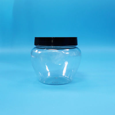 Forma única Plástico PET selado transparente doces de comida frasco de biscoitos para plástico parafuso tampa plana