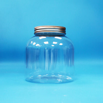 Garrafas de alimentos diários de plástico PET redondo transparente com tampas de parafuso de alumínio