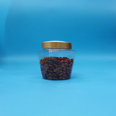 Pet plástico de qualidade alimentar boca larga transparente frasco de biscoito doces com parafuso tampa plana