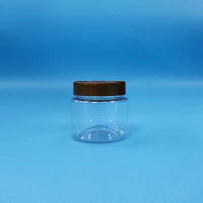 Biscoitos de doces transparentes PET frascos redondos de plástico parafusos tampa plana grau alimentício