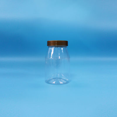 Carregamento redondo de boca larga Biscoitos doces Alimentos transparentes PET Jar de plástico Torno Cap