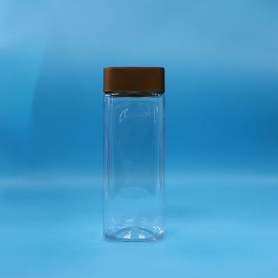 Vazio Transparente Boca Larga Retangular PET plástico doces frutos secos Jar parafuso tampa plana