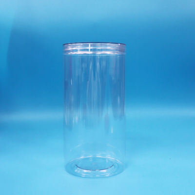 PET transparente cilindro redondo de qualidade alimentícia plástico doces biscoitos frascos de alimentos parafusos transparentes tampas