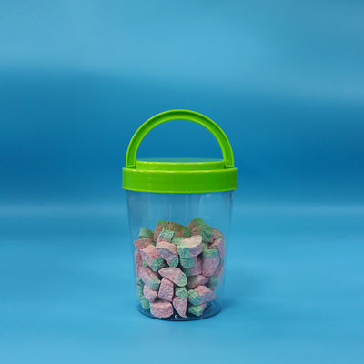 Garrafas de manuseio verde redondo e grande doces frascos de plástico PET transparentes