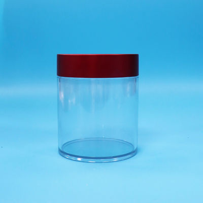 Pote de plástico transparente PET de qualidade alimentar para doces, biscoitos e nozes, sem BPA, com tampa de rosca vermelha