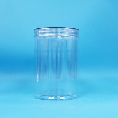 Grade Alimentar Transparente PET Alto Redondo Plástico doces Amarração de Amendoim Jar tampa clara