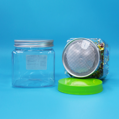 PET hermético plástico quadrado frasco transparente plástico parafuso alimentos doces biscoitos de qualidade alimentar