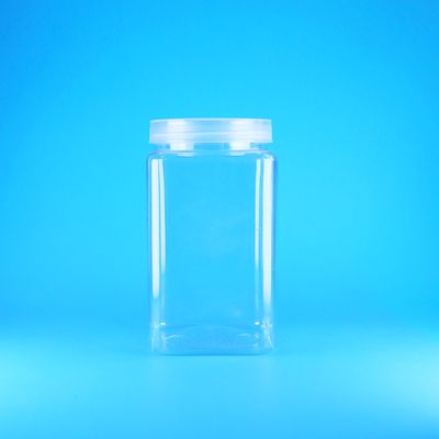 Wide Mouth Clear PET Square Food Grade Plastic Containers Aluminum Screw On Lids
