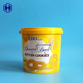 A cubeta de creme do biscoito IML personaliza o recipiente plástico vazio amarelo do cilindro
